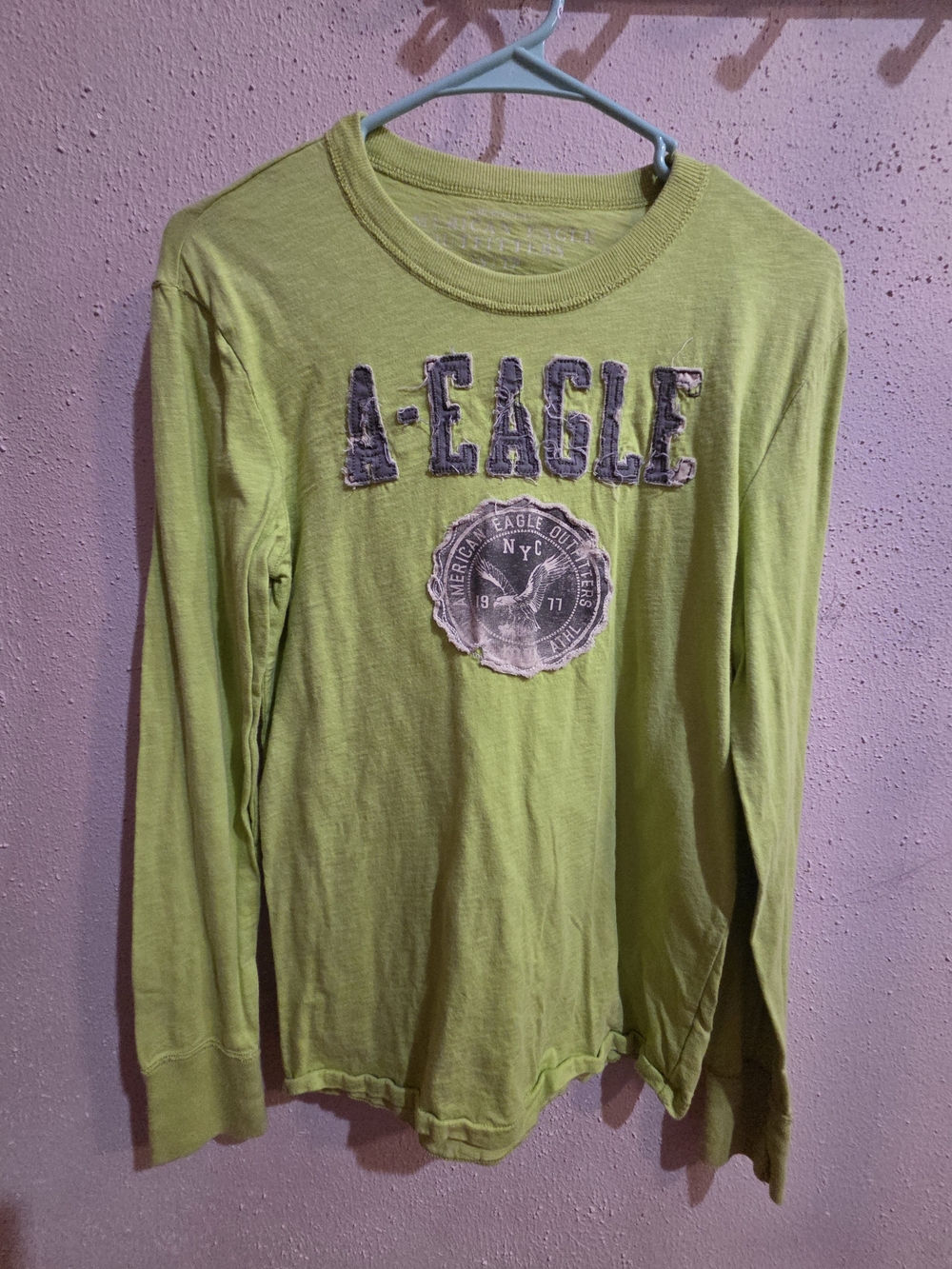American Eagle Outfitters Lime Green Long Sleeve Logo Tee